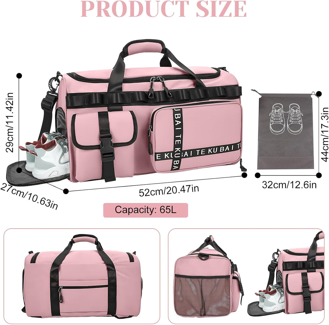 Sporttasche Reisetasche für Damen und Herren, Gross 65L Sporttaschen mit Schuhfach &amp; Nassfach, Large