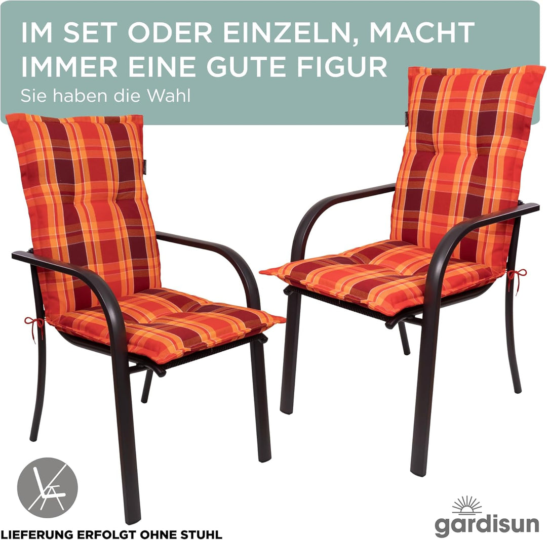 Gartenstuhlauflagen Niedriglehner, 4er Set, Rot kariert Rot Kariert 4-Stück, Rot Kariert 4-Stück