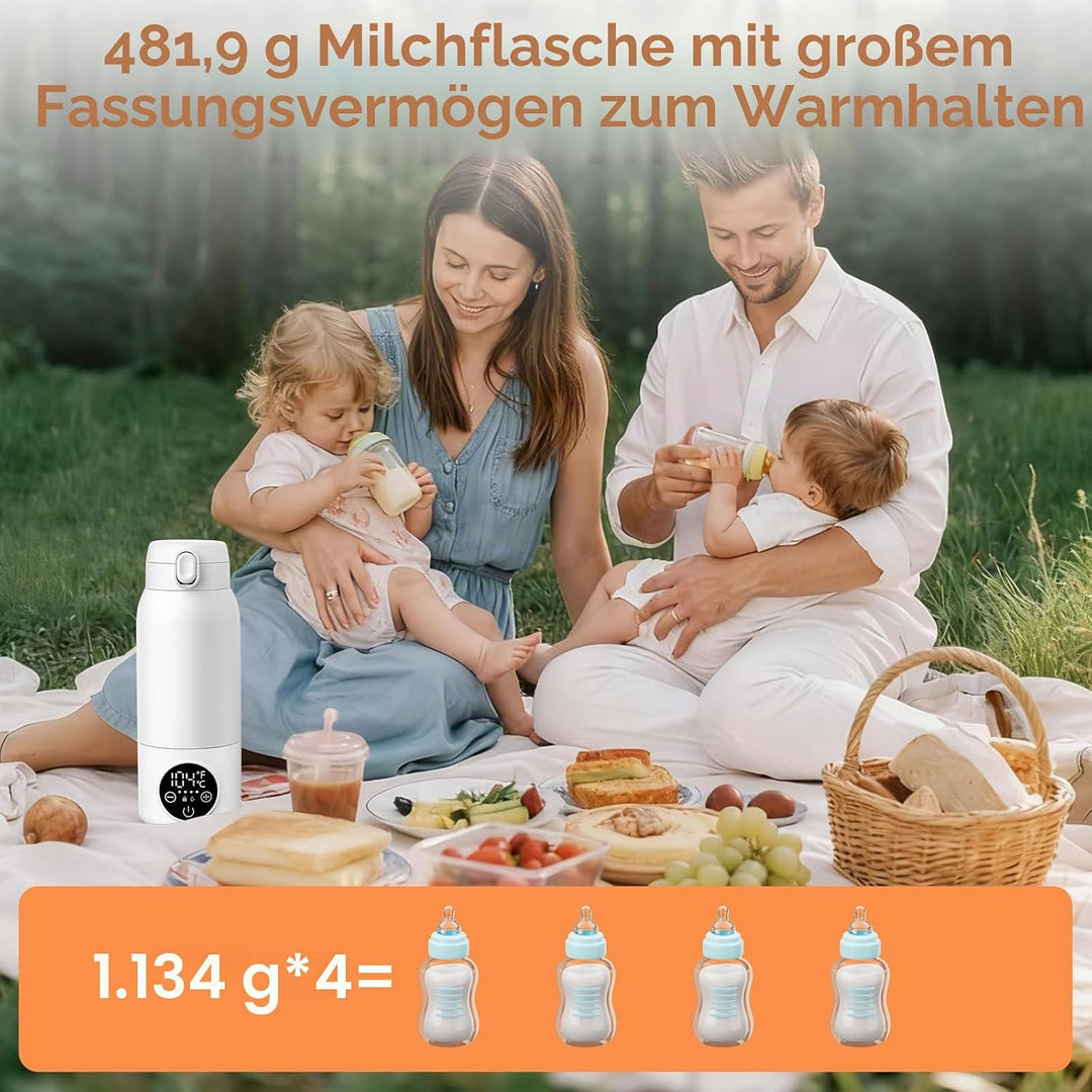Tragbarer Flaschenwärmer Baby für Unterwegs, Zwei Heizmodi für Muttermilch und Wasser, Schnelles Auf