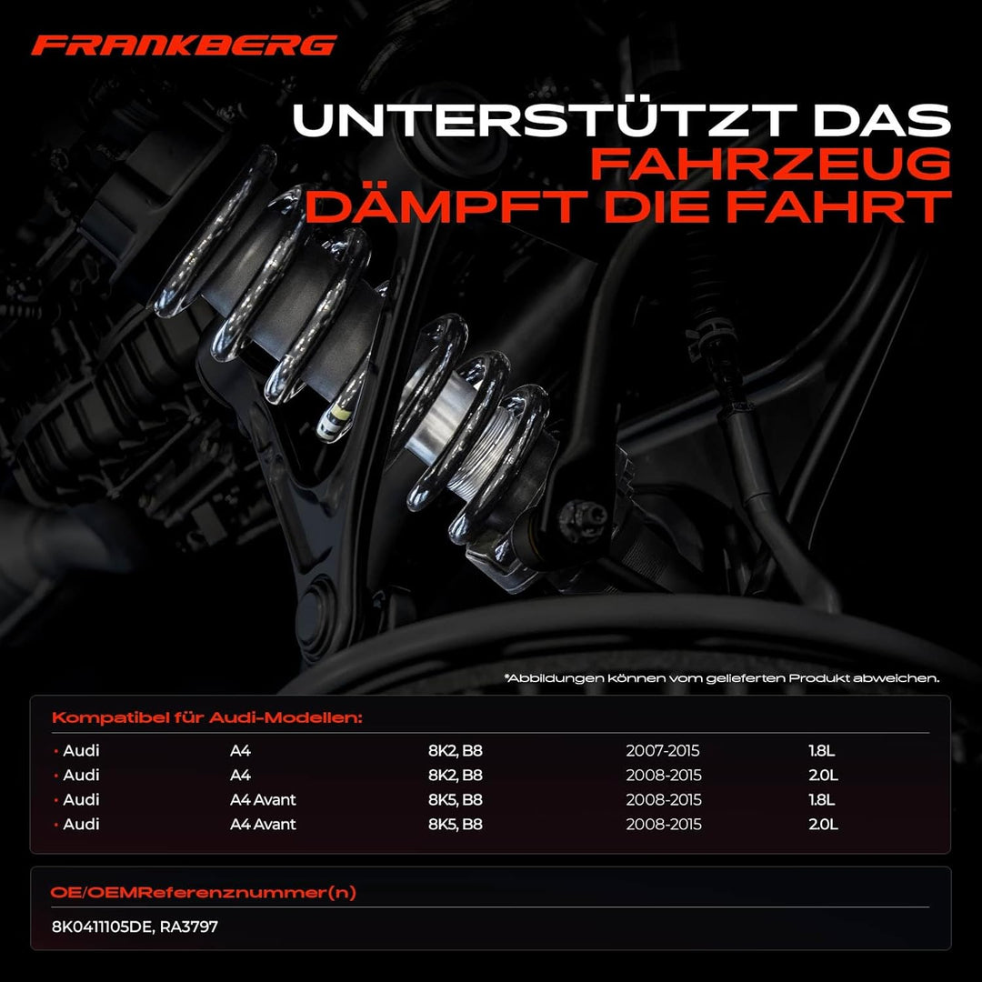 Frankberg 2x Federn Fahrwerksfeder Vorderachse Links Rechts Kompatibel mit A4 8K2 B8 2007-2015 A4 Av