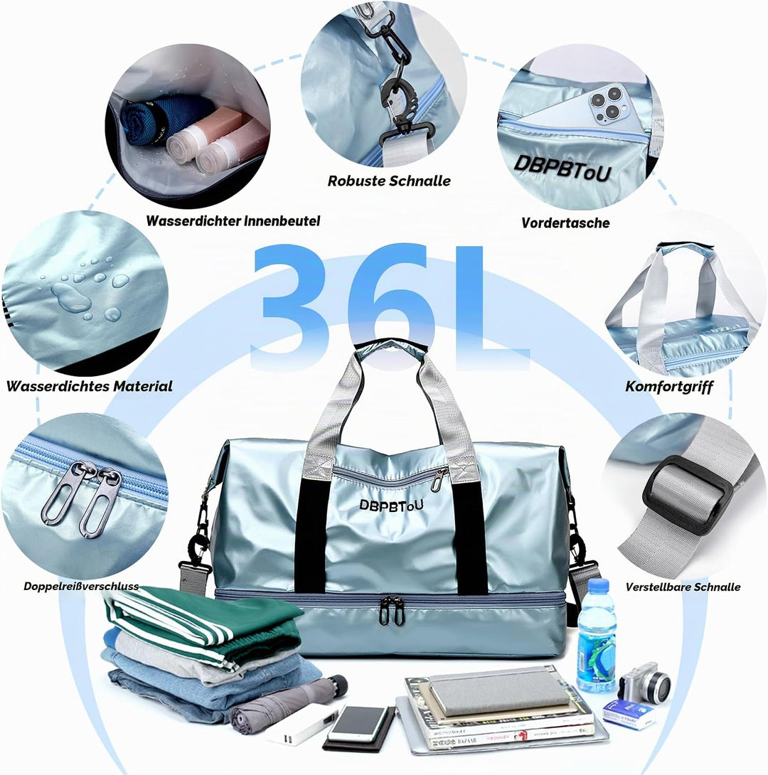Sporttasche Damen Reisetasche mit Schuhfach (Blau), Blau