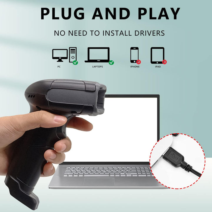 LENVII Kabelgebundener 2D Barcode Scanner-Handheld 1D QR Barcode Scanner USB Barcode Lesegerät Unter
