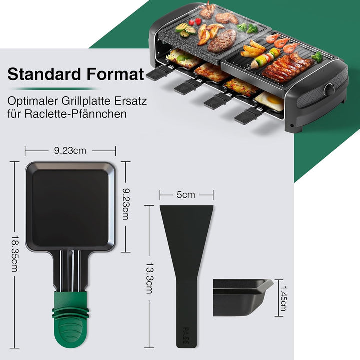 4 Stück Pfännchen für Raclette, Antihaftbeschichtet Grill Pfännchen, Viereckig Mini Raclette Grill P