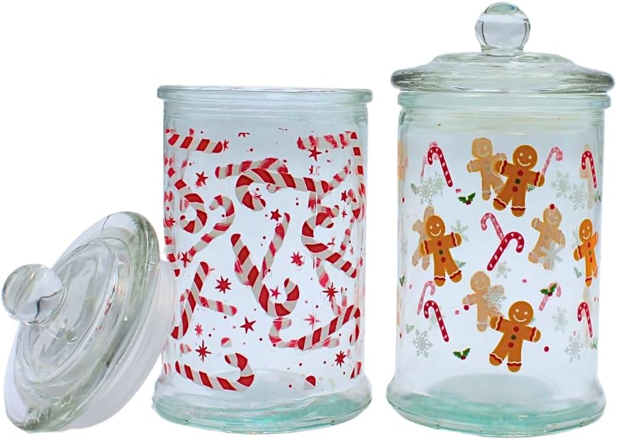 Dekohelden24 Aromadose, Frischhaltedose, Glasbehälter mit Weihnachtsmotiv, Keksdose mit Lebkuchen &amp;