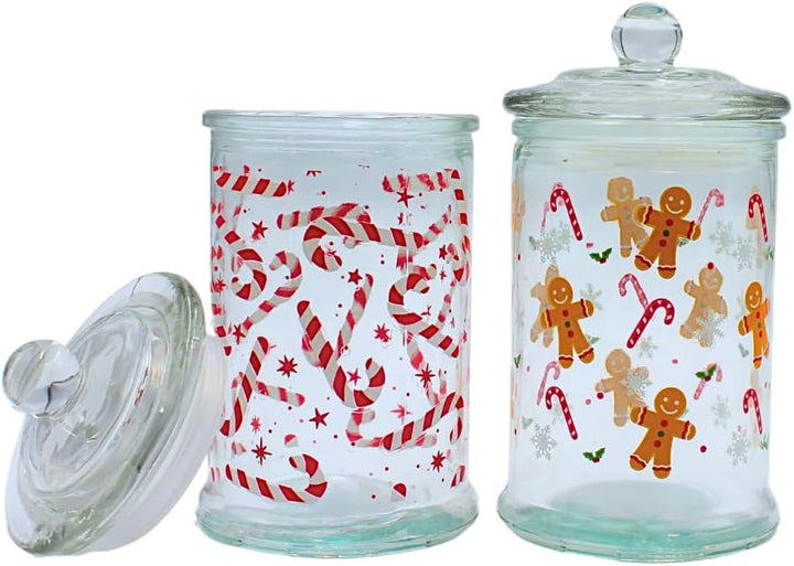 Dekohelden24 Aromadose, Frischhaltedose, Glasbehälter mit Weihnachtsmotiv, Keksdose mit Lebkuchen &amp;