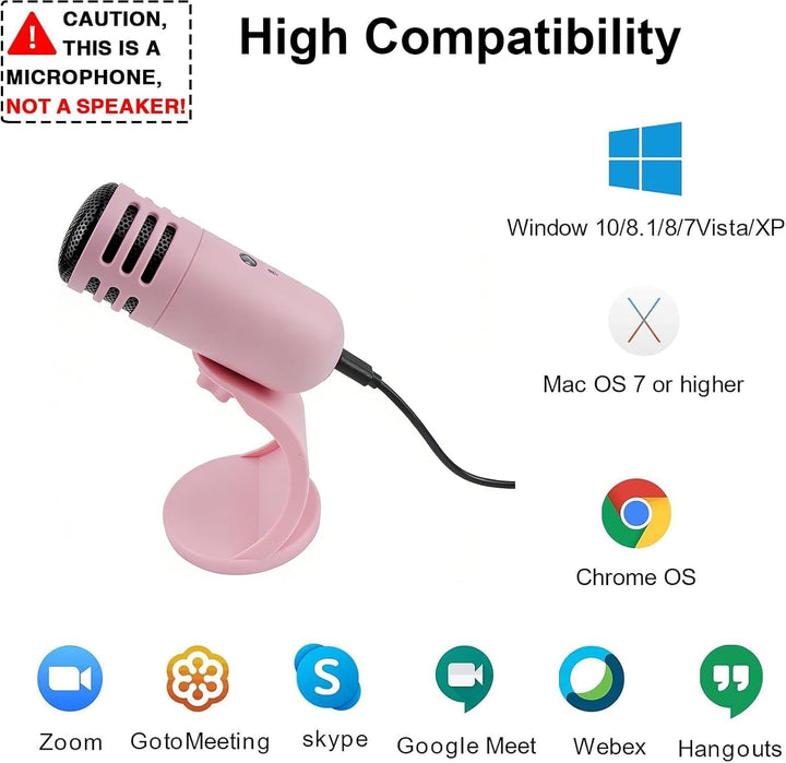 USB Mikrofon, USB-Kondensatormikrofon, PC-Computer-Gaming-Mikrofon mit Ständer, Stummschalttaste, Pl