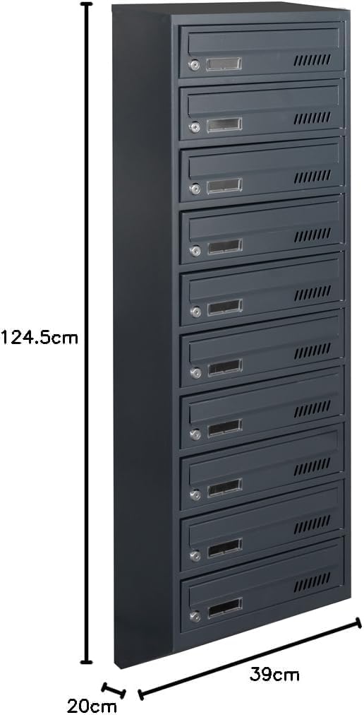 10er Briefkastenanlage GDS Anthrazit RAL 7016 20cm tief Briefkastensysteme 10 Kassettenpostali, 10 K