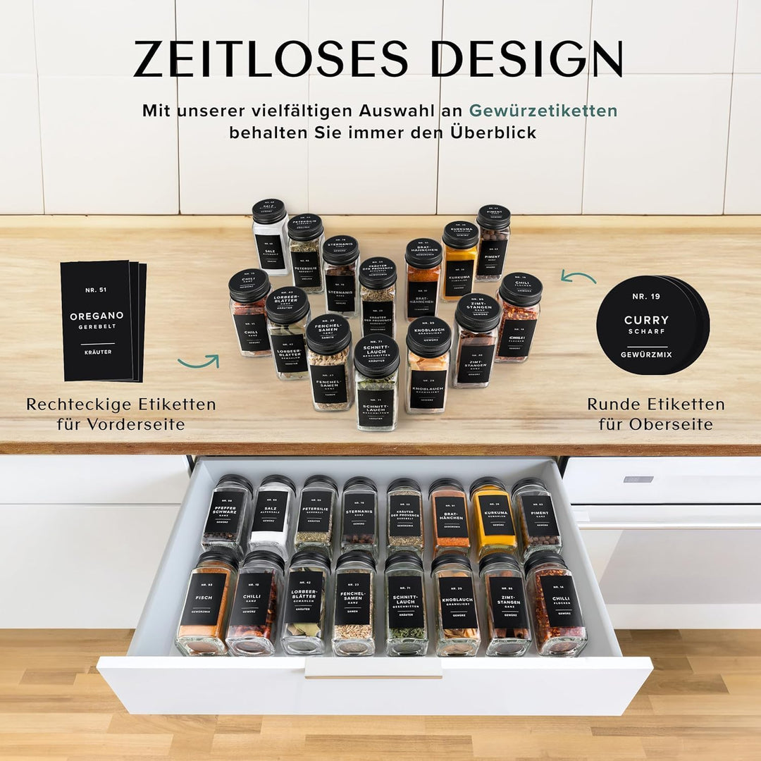 24 stück 120ml Gewürzgläser eckig luftdicht,Gewürzdosen Set Glas,Gewürzbehälter Spice Jars, Gewürze