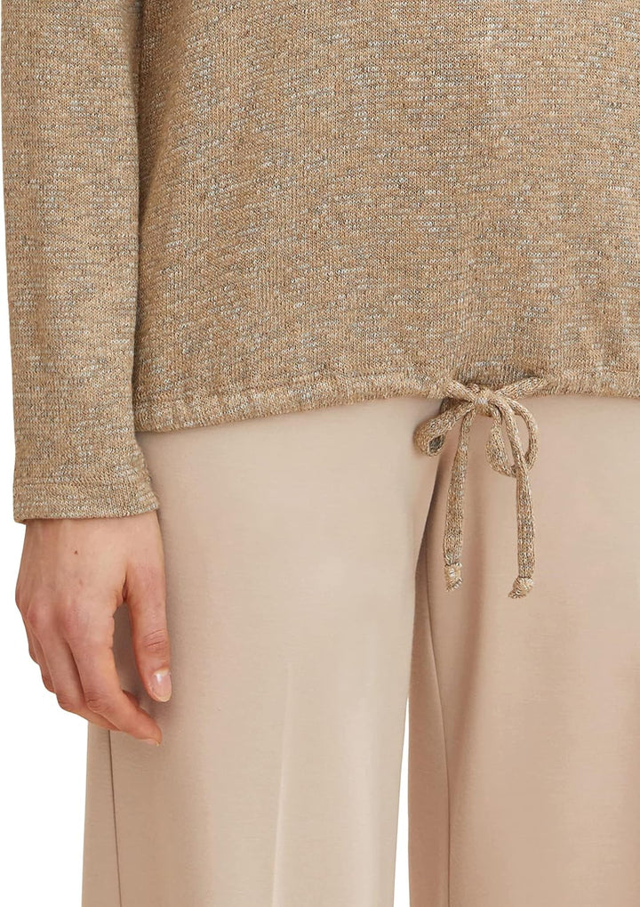 TOM TAILOR Damen Langarmshirt mit Kapuze S 30263 - Soft Light Camel Melange, S 30263 - Soft Light Ca