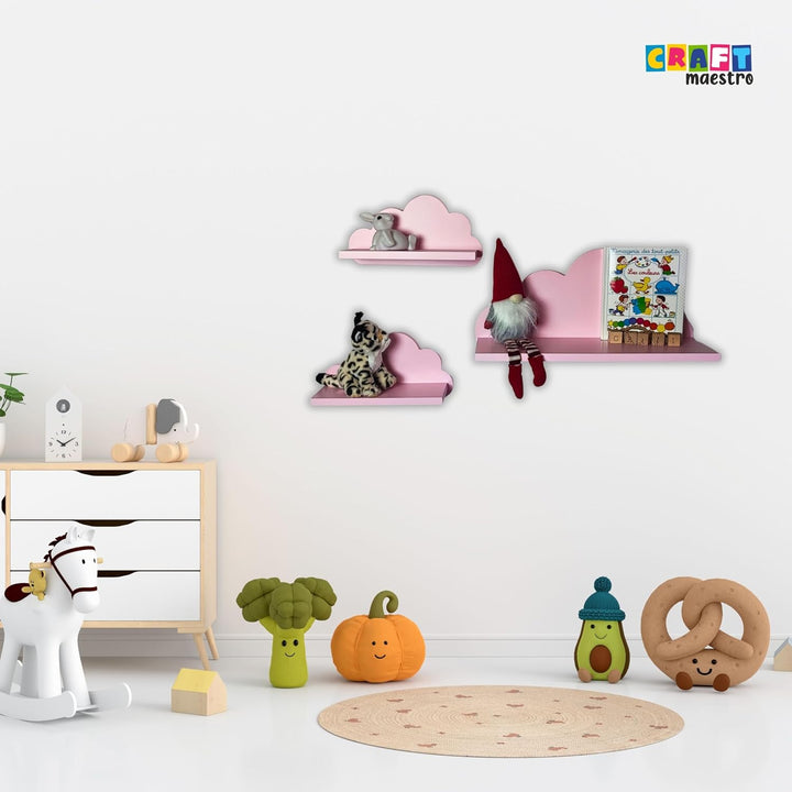 Wolkenregal für Kinderzimmer - pink, 1 Stück gross, einfache Montage 1x Blau Grosse Wolke, 1x Blau G