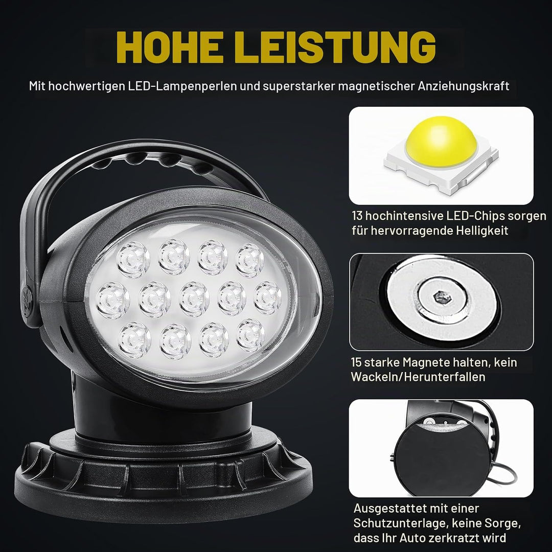 RIGIDON Led Arbeitsscheinwerfer mit Magnetfuss, 38W 3800LM Suchscheinwerfer Model B, Model B