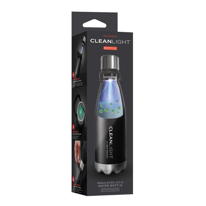 KeySmart CleanLight Trinkflasche - Isolierte Wasserflasche (Schwarz)