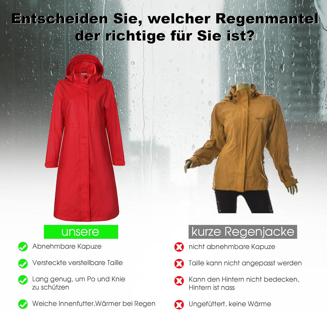 rhythm of the rain Regenmantel Damen lang Regenparka Damen wasserdicht atmungsaktiv gefütterte Regen