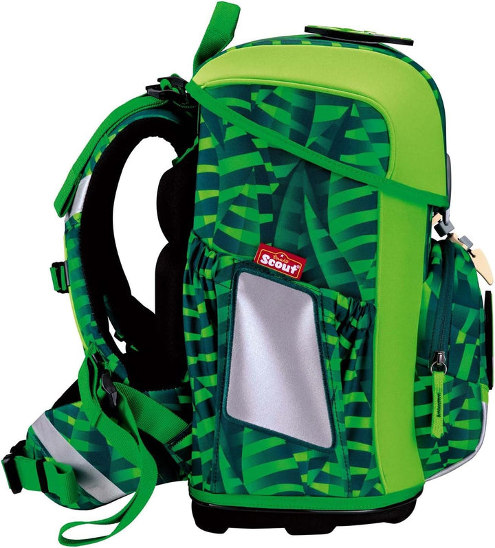 SCOUT Schulranzen Basic Neo Set 4-teilig Danger Dino grün