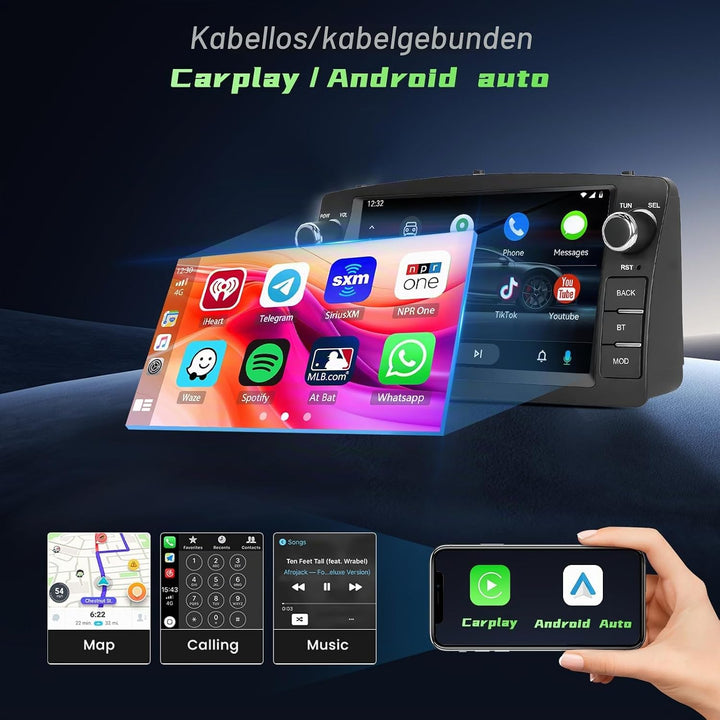 Hikity Autoradio für Toyota Corolla 2000-2006 7 Zoll Wireless CarPlay GPS