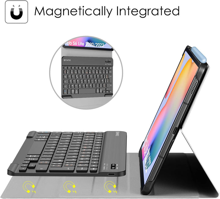 Fintie Tastatur Hülle (Französisch AZERTY) für Samsung Galaxy Tab S6 Lite 10.4 Tablet-PC, Schwarz