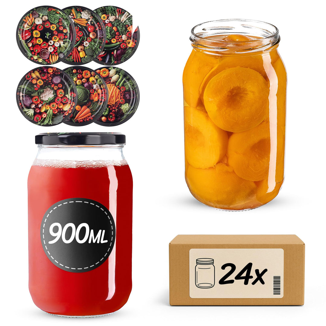 KADAX Einmachgläser 900ml TO82, Grosse Sturzgläser mit Schraubdeckel, Einkochgläser Fermentierglas f