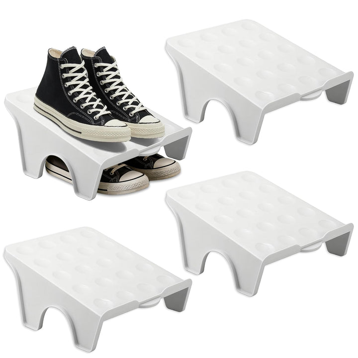Schuhstapler, 4 Stück Schuhstapler Platzsparend Doppelschicht Schuhorganizer Schuhschlitze Organizer