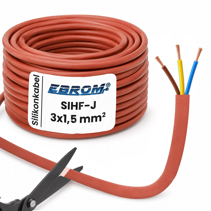 EBROM Silikonkabel Saunakabel SIHF-J 3x1,5 mm² - Länge: 44 Meter, 3x1,5 mm2 44 Meter 3 x 1,5 mm², 44