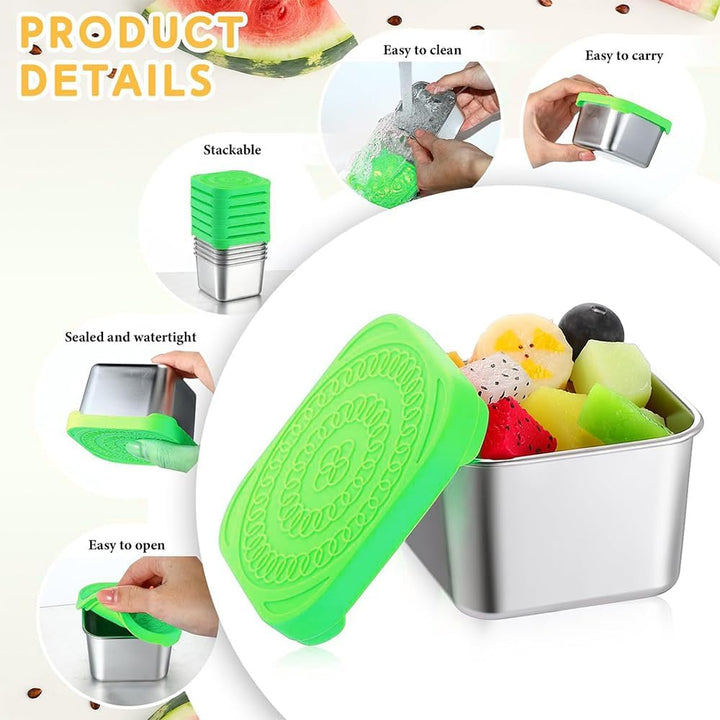 4 Stück Snackbox Edelstahl Salatdressing Behälter Saucen Behälter