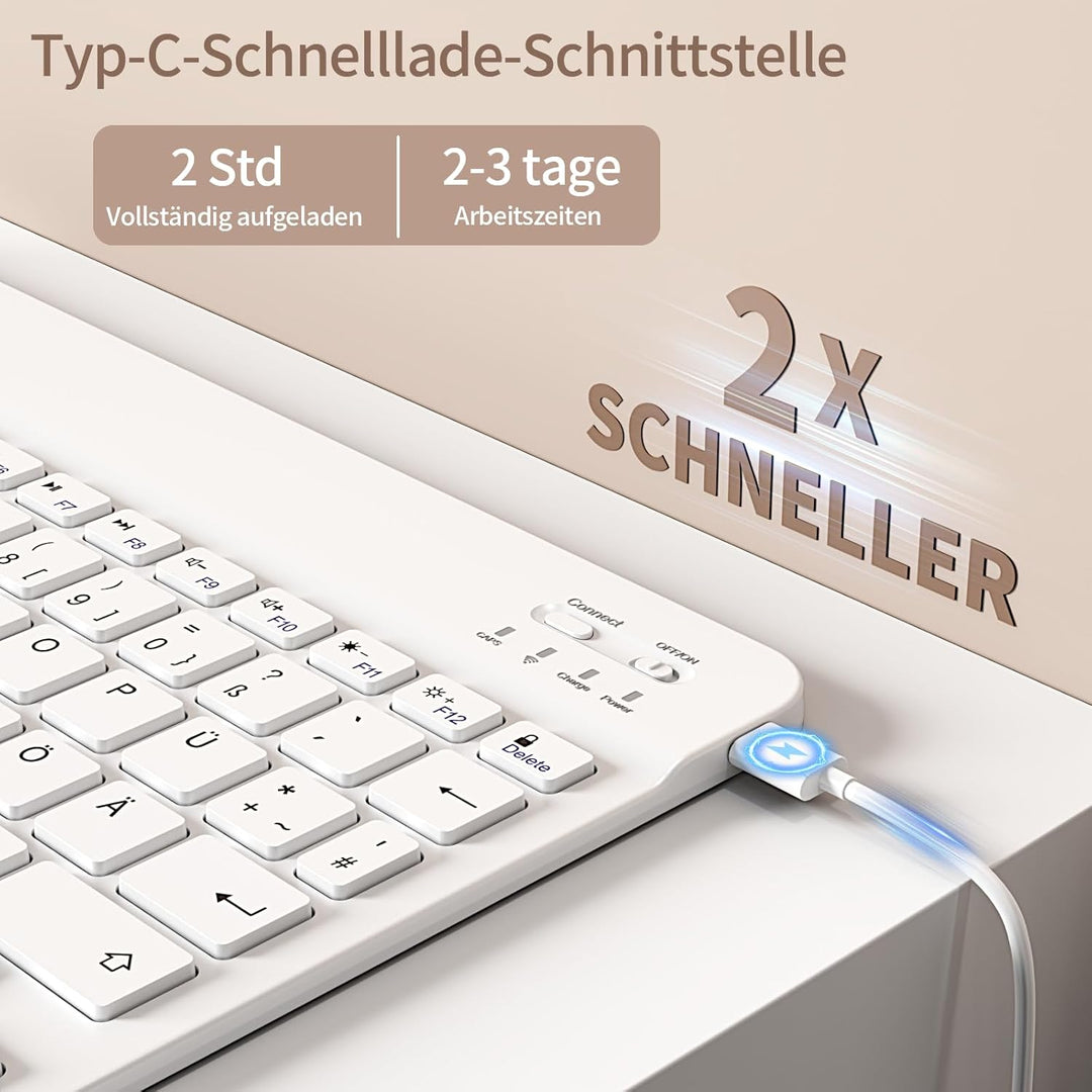 Hülle mit Tastatur für iPad A16 11. Generation 2025, für iPad 10. Generation 2022 10,9 Zoll, Bluetoo