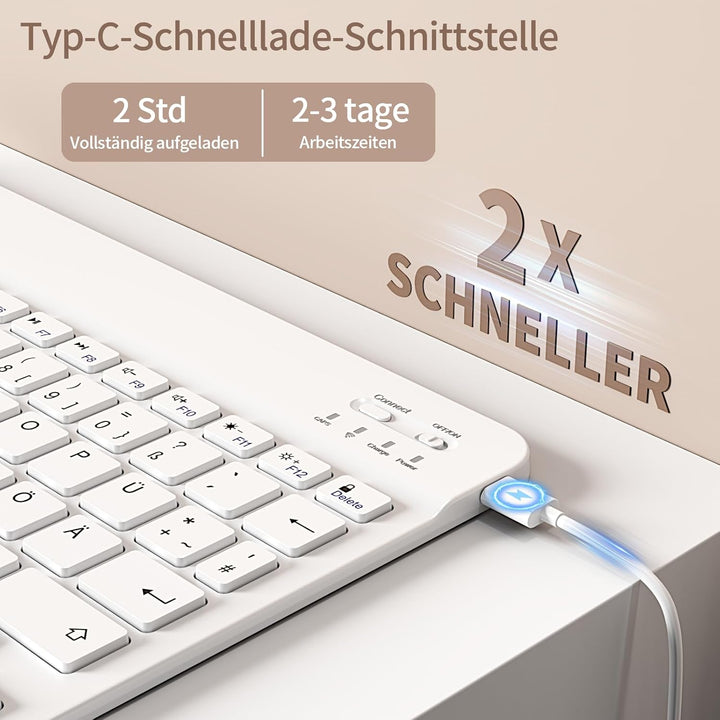 Hülle mit Tastatur für iPad A16 11. Generation 2025, für iPad 10. Generation 2022 10,9 Zoll, Bluetoo