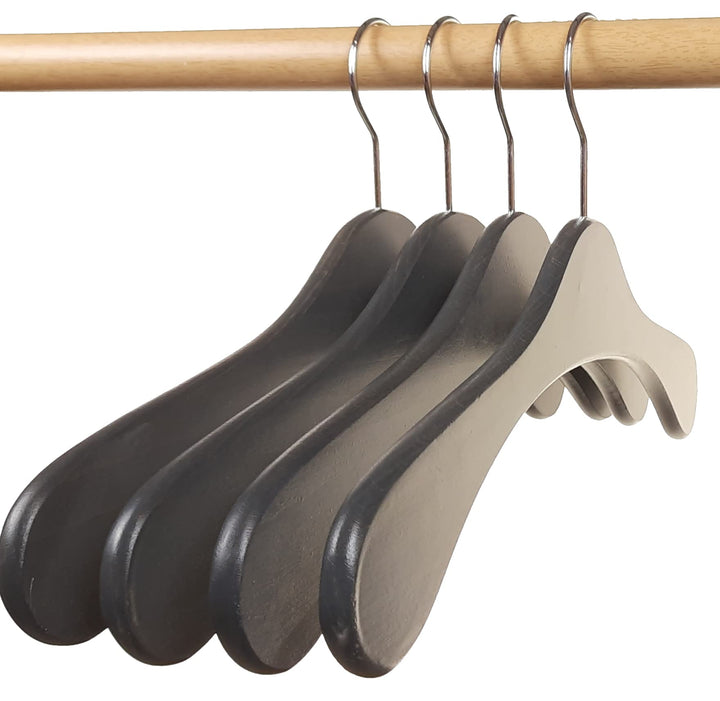Hagspiel Kleiderbügel aus Holz, Garderobenbügel aus Buchenholz, 5 Stk., Made in Austria (anthrazit g