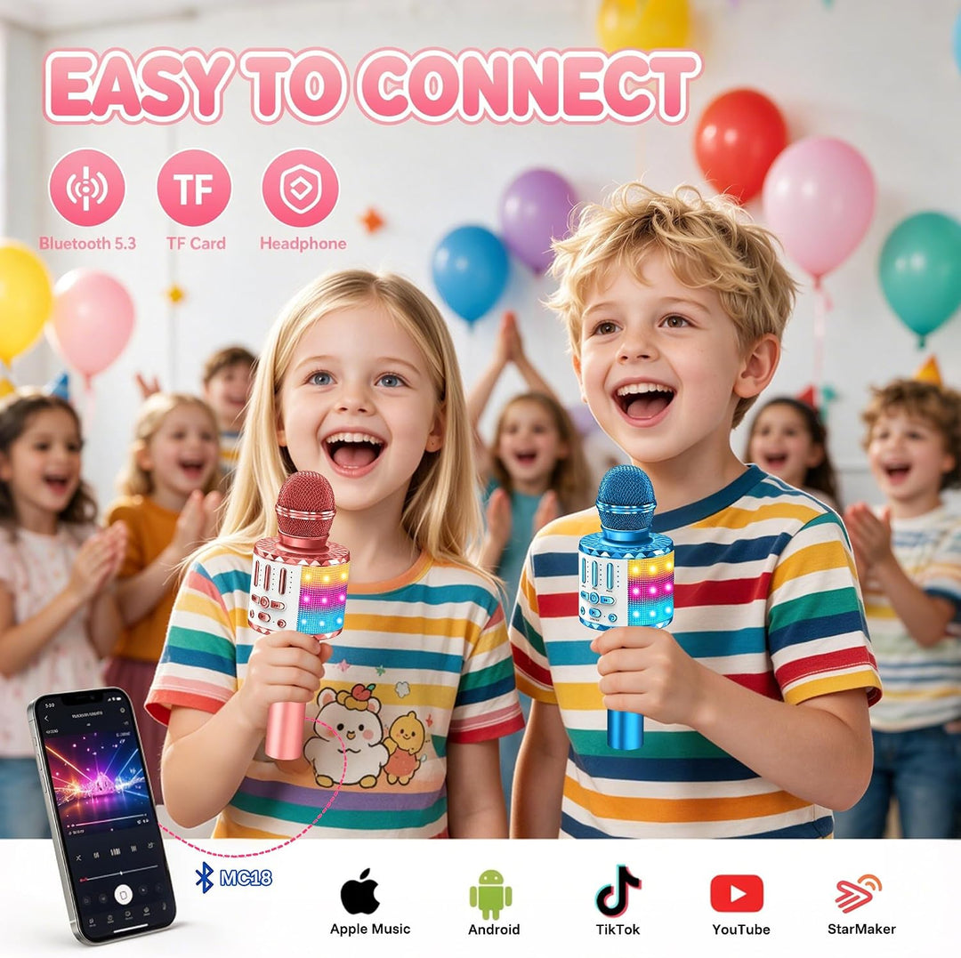 Karaoke Mikrofon, LED Drahtloses Bluetooth Mikrofon zum Singen mit Lautsprecher, Karaoke Spielzeug K