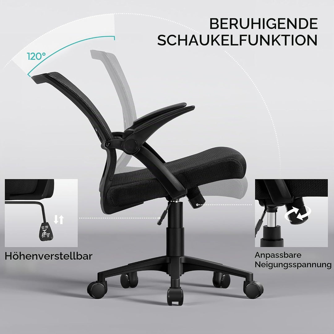 Yaheetech Bürostuhl Ergonomisch, Schreibtischstuhl mit Netzbespannung, Arbeitsstuhl mit Armlehnen, C