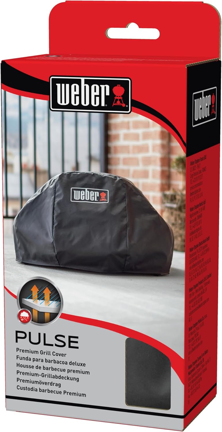 Weber Premium Grill Abdeckhaube für Pulse 2000, atmungsaktiv UV- &amp; wasserbeständig, Schutz for Wind