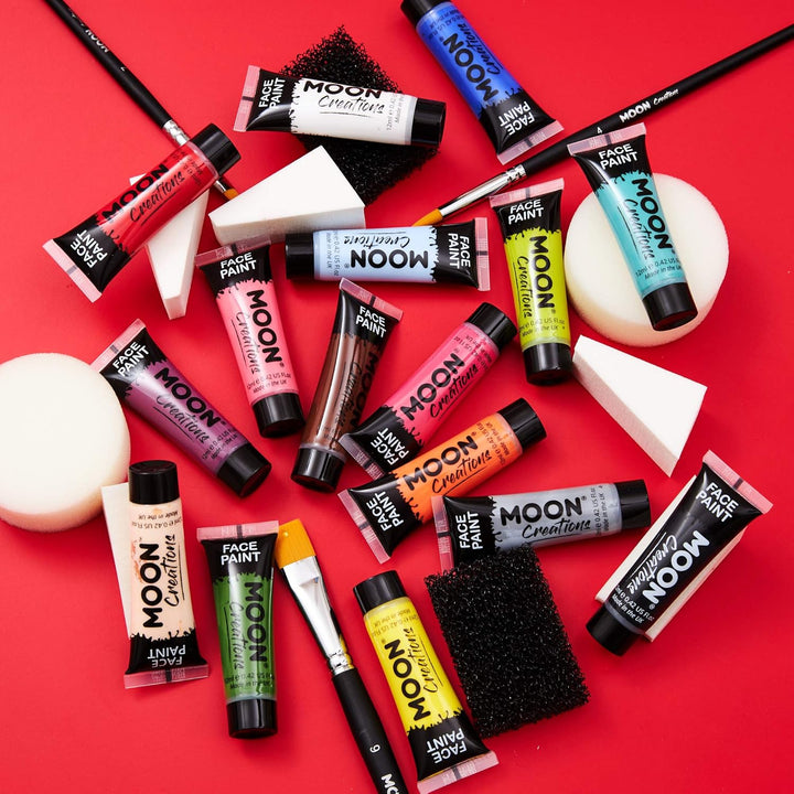 Moon Creations Gesichts- und Körperfarbentuben, gebrauchsfertige Gesichtsfarbe, ohne Flocken, tierve