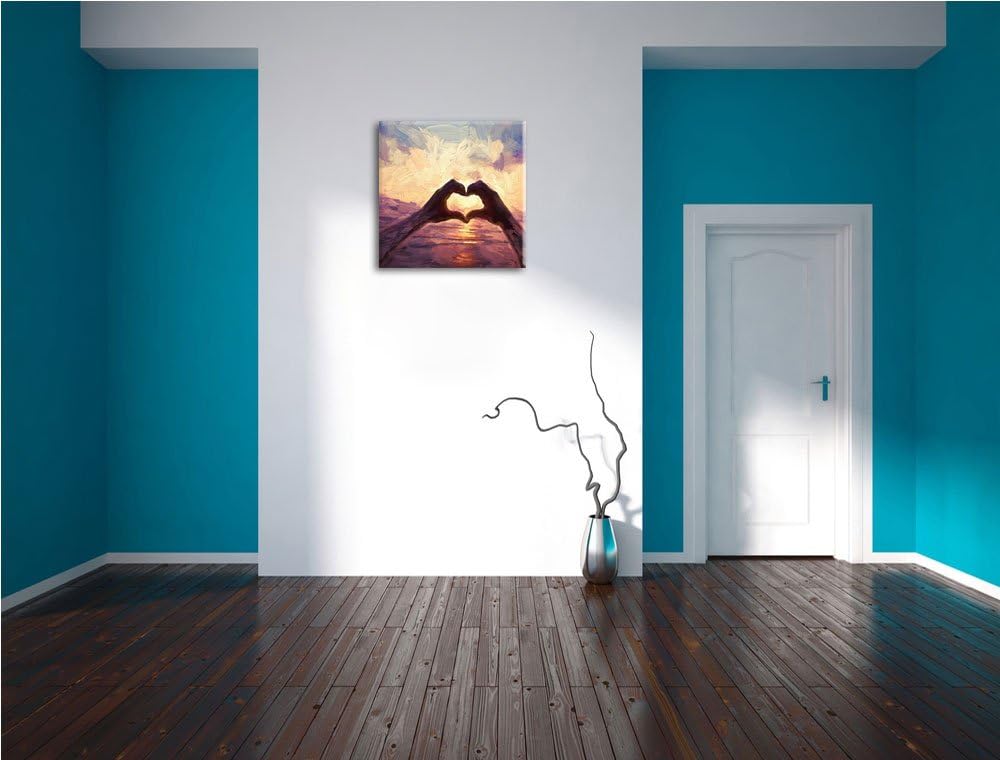 Hände zu einem Herz geformt, Format: 70x70 als Leinwandbild, tolle Bilder fertig auf Holzrahmen gesp