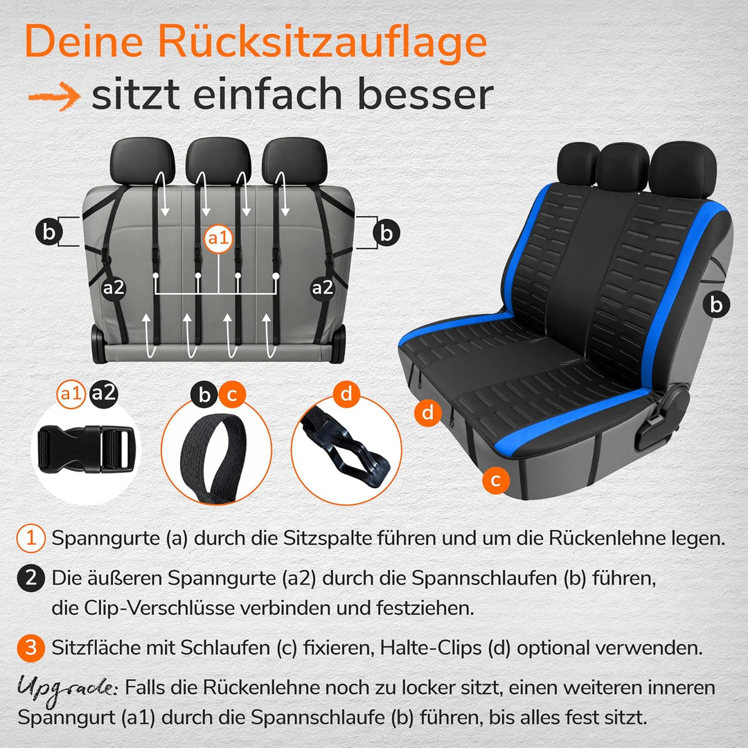 Upgrade4cars Autositzbezüge Set Universal Version 2026 Blau Schonbezüge Komplett Set Blau, Komplett