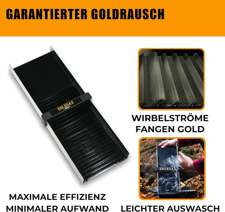 GoldSax Goldwaschen Set, Sluice Box, Goldwaschpfanne, Prospektionsausrüstung, 9-teilig 60 cm lang, 2