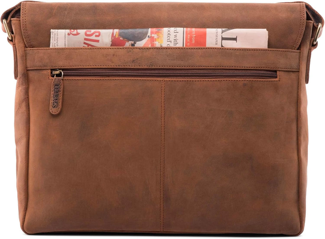 LEABAGS Oxford Laptoptasche Leder 15 Zoll Herren Damen Echtleder 38x10x31 cm Brown Fox, 38x10x31 cm