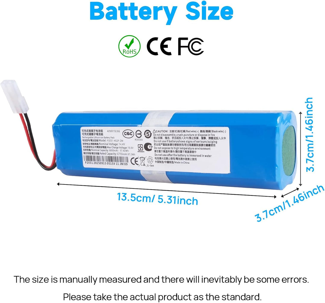 6800mAh Batterie Kompatibel mit Rowenta X-Plorer Serie 95, SS-2230002529