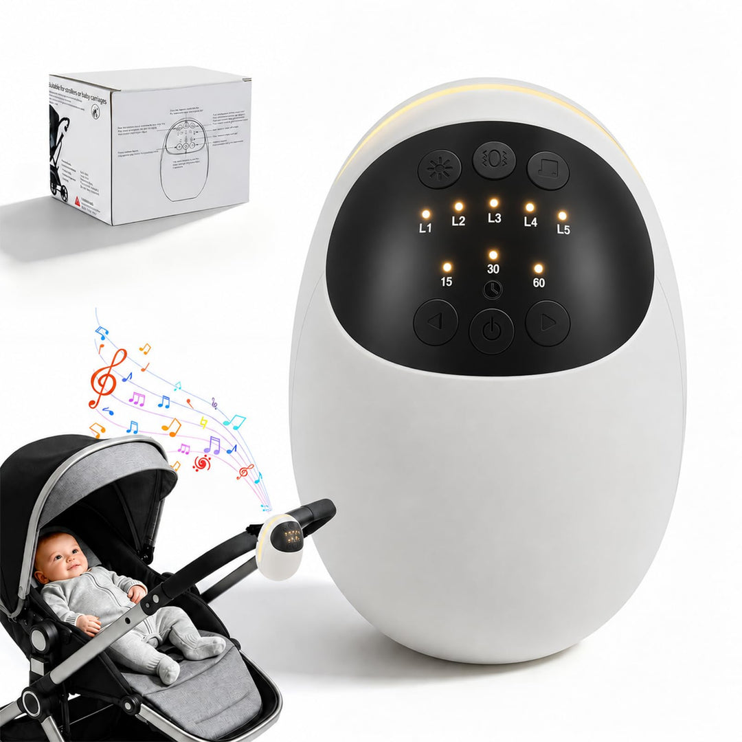 Kinderwagen Schaukler mit 5 Vibrationsstufen, Beruhigendem Weissrauschen &amp; Bluetooth Lautsprecher, E