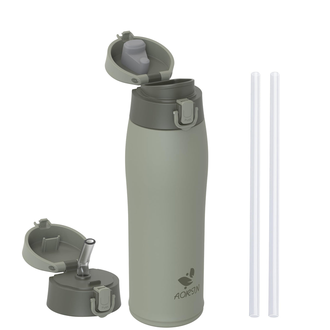 AORIN Trinkflasche Edelstahl Isolierflasche Thermosflasche 500/750/950ml | 2 auslaufsichere Deckel m