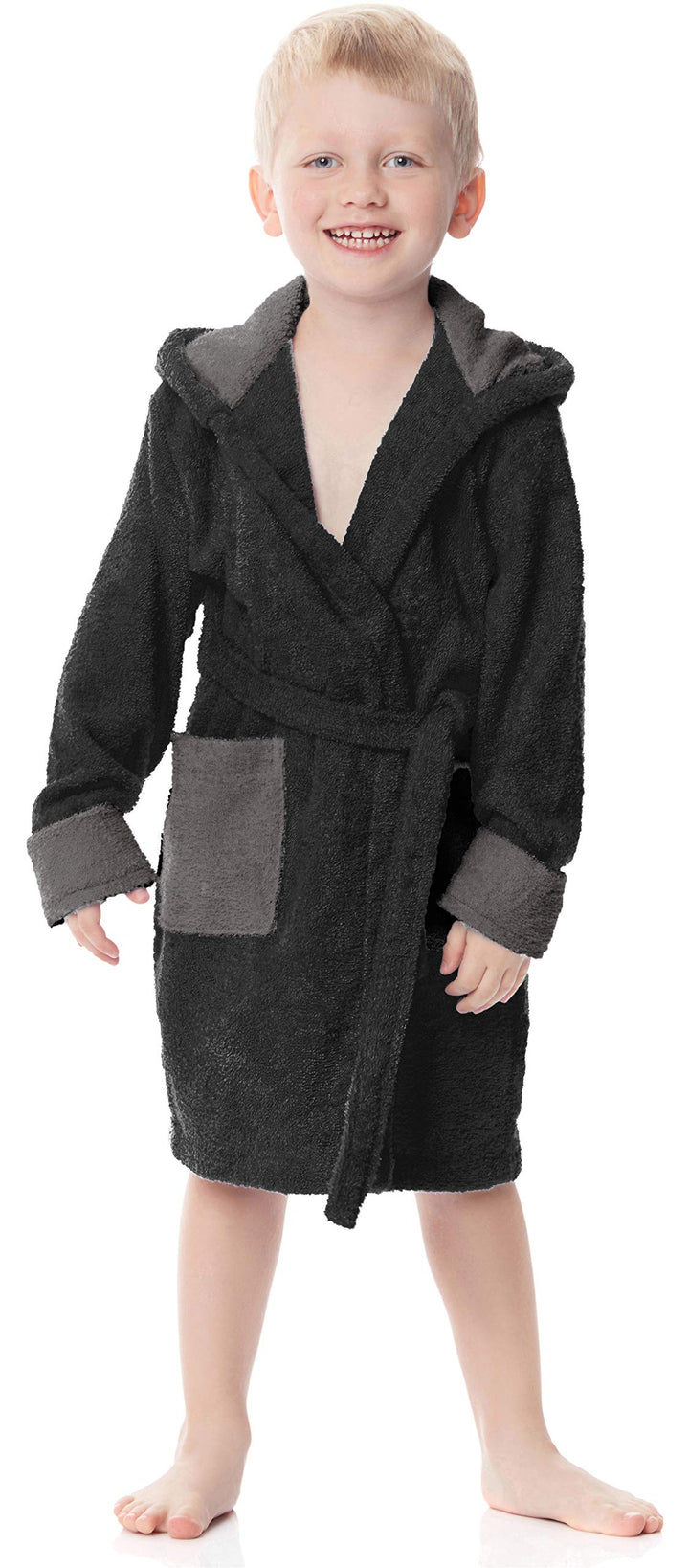 Ladeheid Kinder Bademantel Schwarz LA40-103 98-104 Schwarz/Graphite (D16/D07), 98-104 Schwarz/Graphi