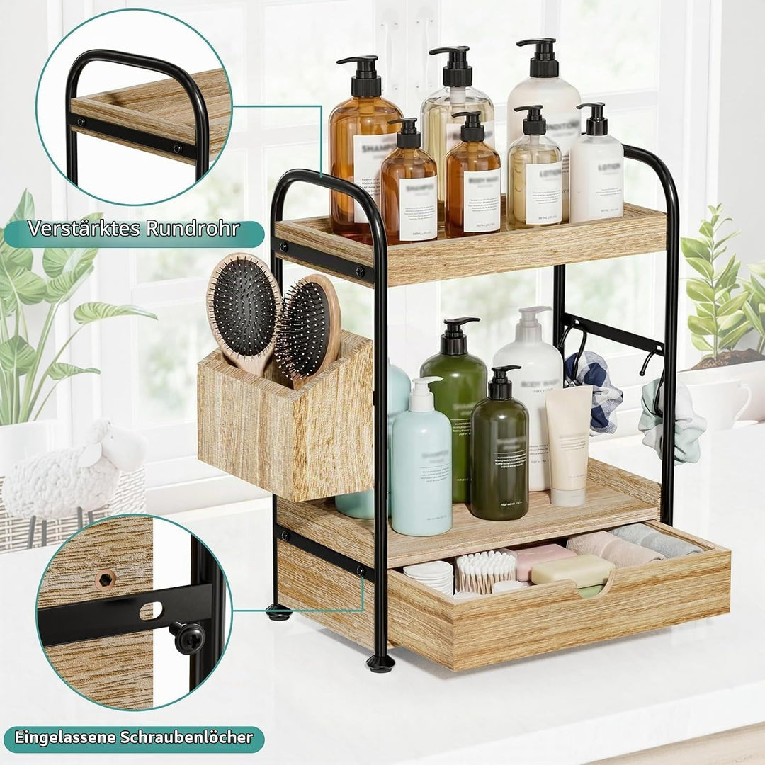 Kottwca Upgrade 2-Ebenen Badezimmer Organizer mit Verstärkte Metallgestelle
