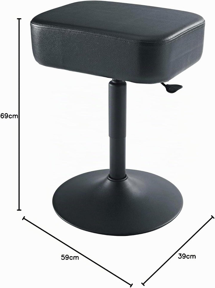 K&amp;M 14093 Pianohocker mit Gasdruckfeder Schwarz – Stahl, Kunstleder – rechteckiger Sitz für Pianiste