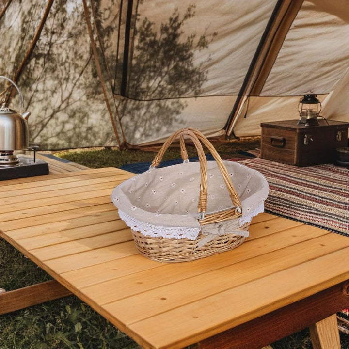 BESTonZON Mehrzweck-Weidenkorb Mit Griff – Ovaler Picknickkorb Aus Weide Aufbewahrungskorb Für Hochz
