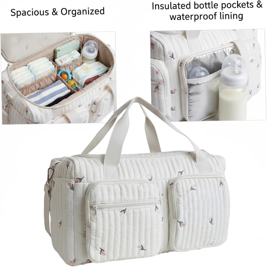Baby-Wickeltaschen mit Wickelstation, Mama-Baby-Reisetasche – gesteppte Wickeltasche mit grossem Fas