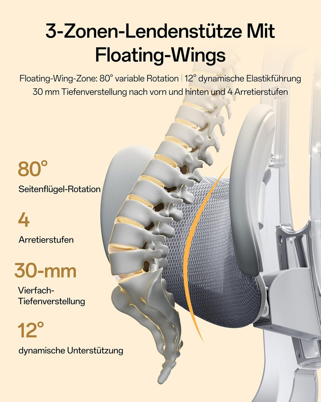 Hbada E3 Air 2026 Edition Ergonomischer Bürostuhl, 3-Zonen-Lordosenstütze, Comfy Home Office Chair m