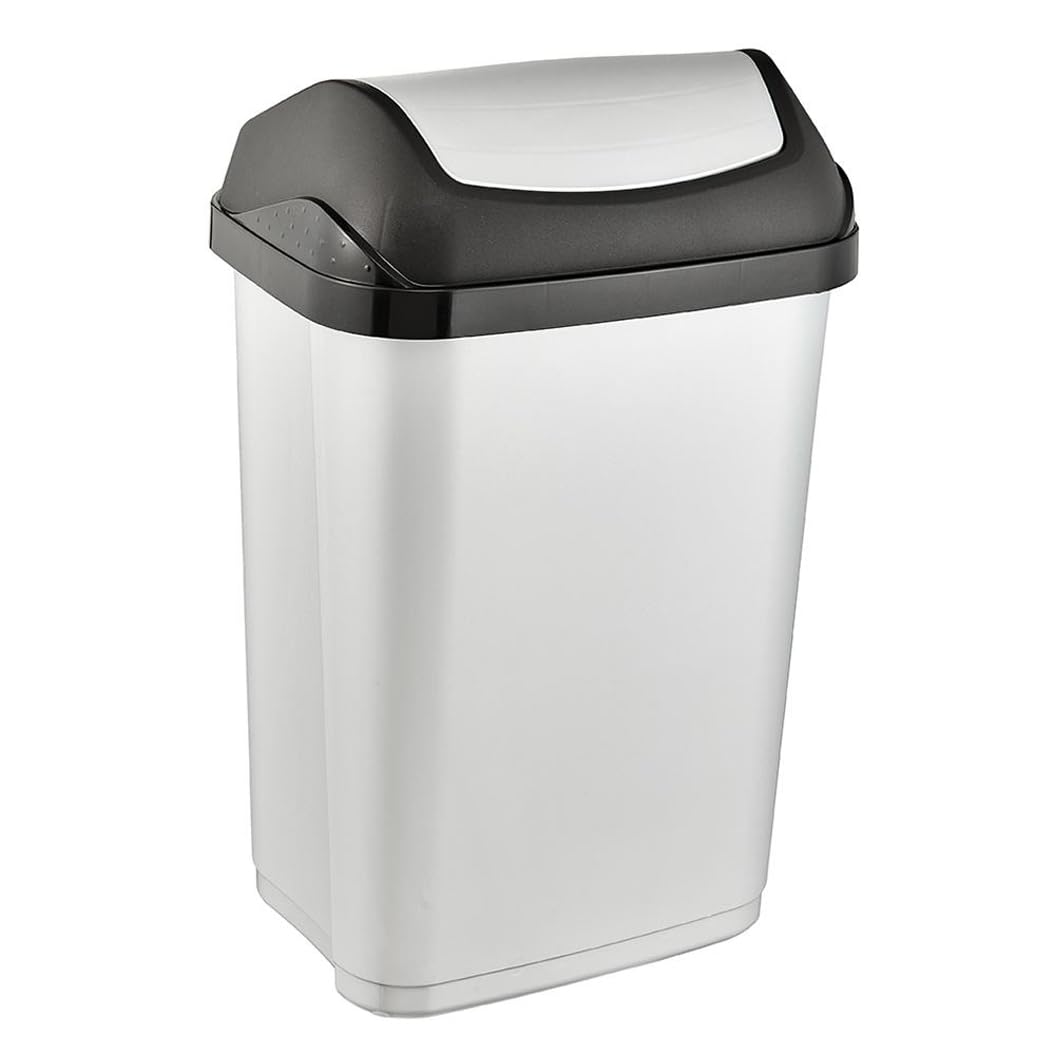 keeeper Mülleimer mit Schwingdeckel, 25 l, Swantje, Silber Hell-Silber 25 L, Hell-Silber 25 L
