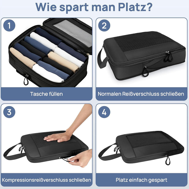 Koffer Organizer Kompression Set, Packwürfel Set Kompression Ihres Reisegepäcks, Compression Packing