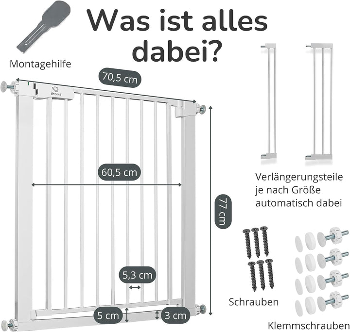 Luca Treppengitter ohne Bohren | Türgitter &amp; Treppenschutzgitter zum Klemmen | verlängerbar 75-194 c