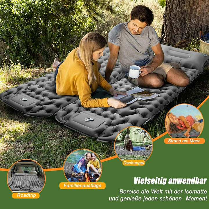 CALIYO Isomatte Camping – Verdickte Luftmatratze mit FusspressPumpe, Ultraleicht &amp; Wasserdicht | Int