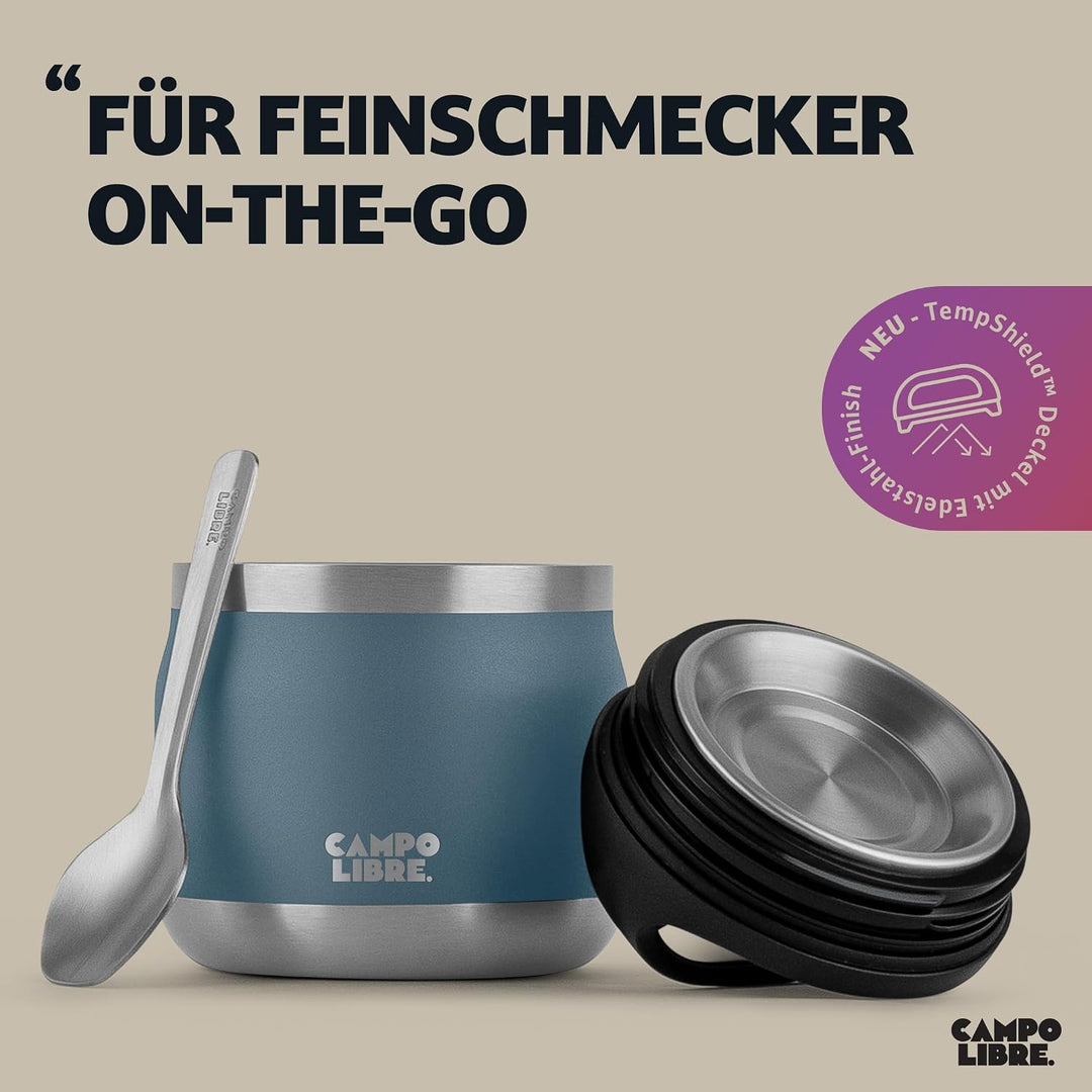 Campo Libre.® Lotta, Thermobehälter für Essen, Edelstahl Thermobecher Essen mit Löffel, Warmhaltebeh