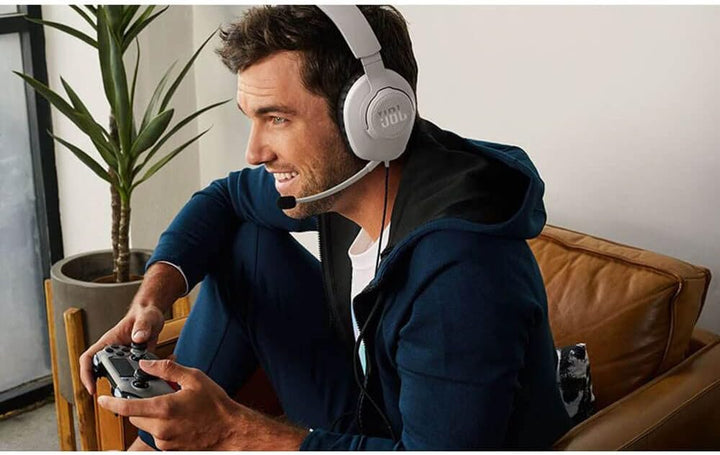 JBL Quantum 100P Konsole – Gaming-Headset für PlayStation, Weiss weiss / blau, weiss / blau